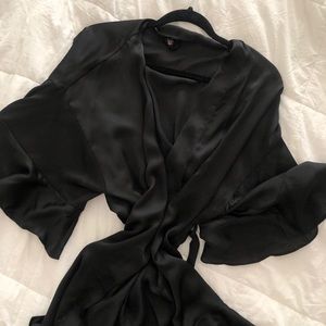 VS Black Satin Robe